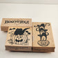 Northwoods Halloween Pumpkins Design & Boo Pattern Wooden Mounted Rubber Stamps