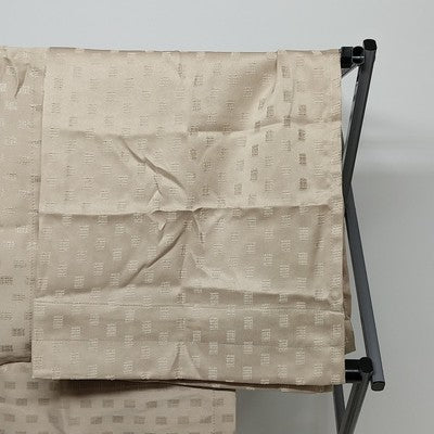 One Pair Khaki Beige Cafe Curtains w Valance Rectangle Geometric Pattern 27"x20"