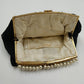 Black French Evening Clutch Bag Wrist Strap French Knot Embroidered Pearls 1930s