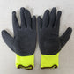 3 Pairs Hi-Vis Lime Knit Gloves Black Latex Palm Coated Large Size New