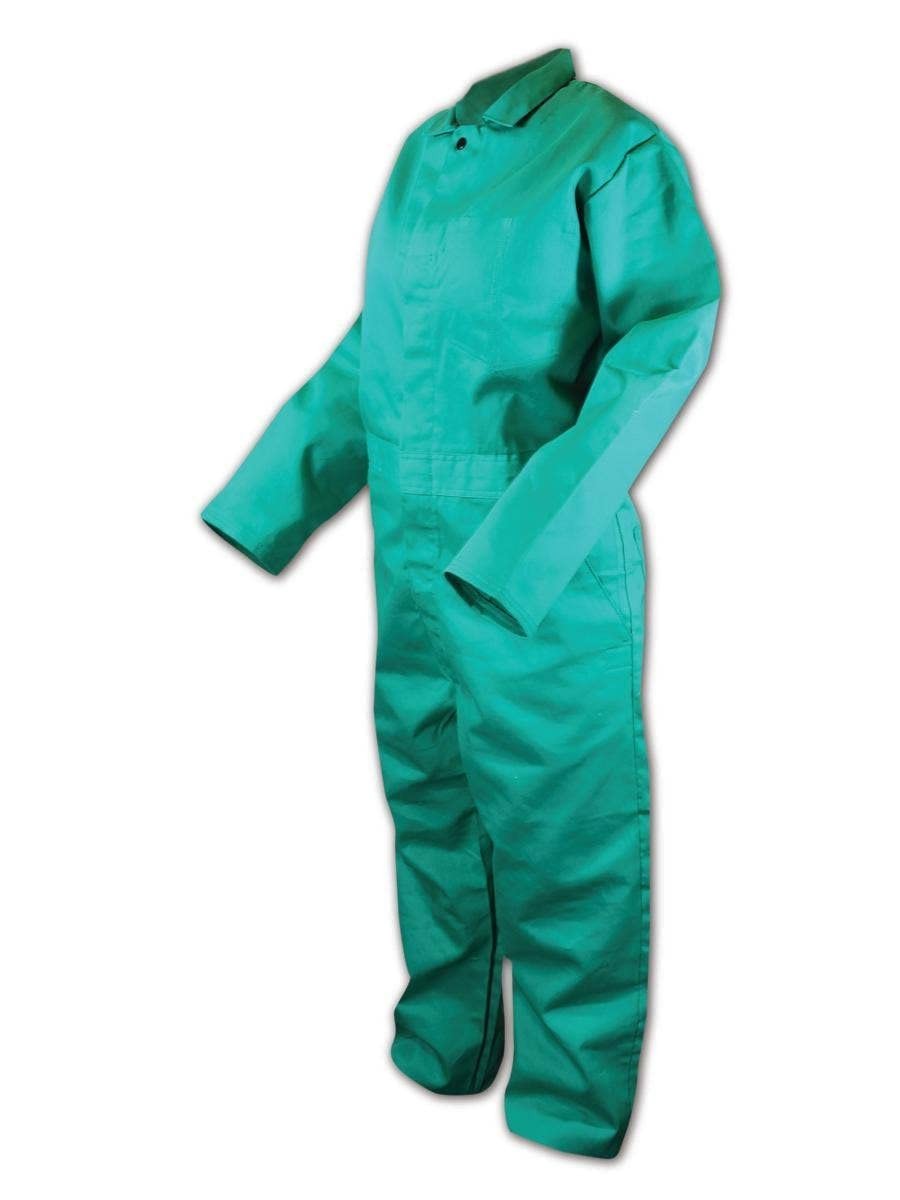 Proban FR-7A Flame Resistant Welding Coveralls Green Medium Zipper & Snap Front
