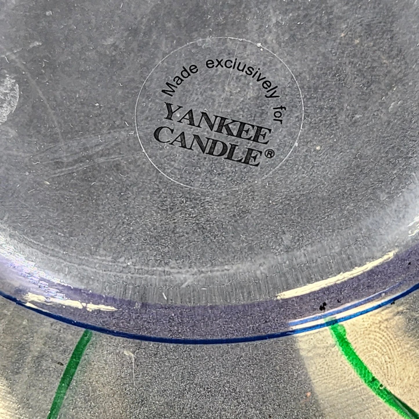 Yankee Candle Shade & Underplate Large Jar Purple Crackle Glass Floral Design