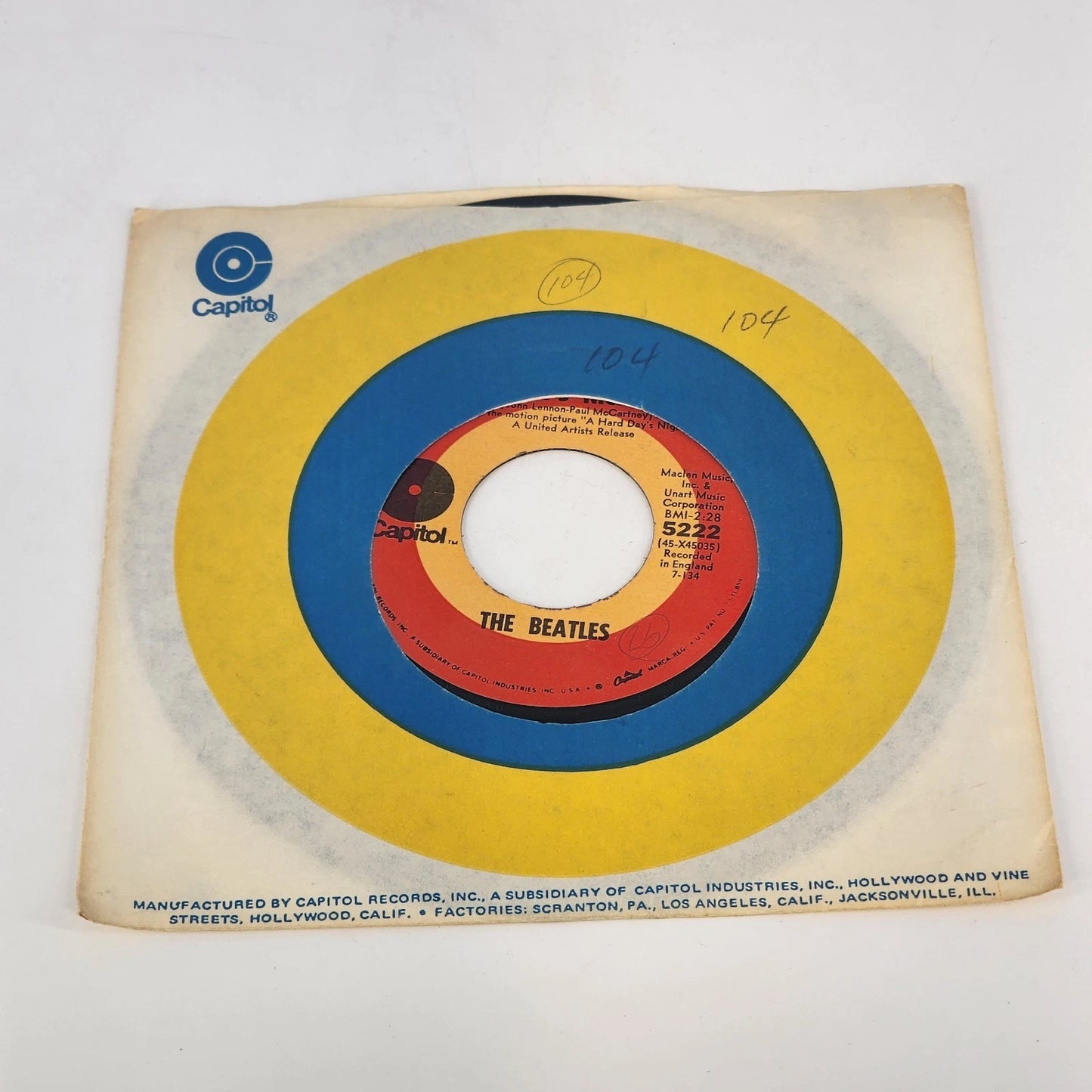 The Beatles A Hard Day’s Night / I Should Have Known Better 7" 45RPM Capitl 5222