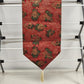 Red Table Runner Scrolled Ends White Tassels 70” x 12” Gold Motif Christmas Drum