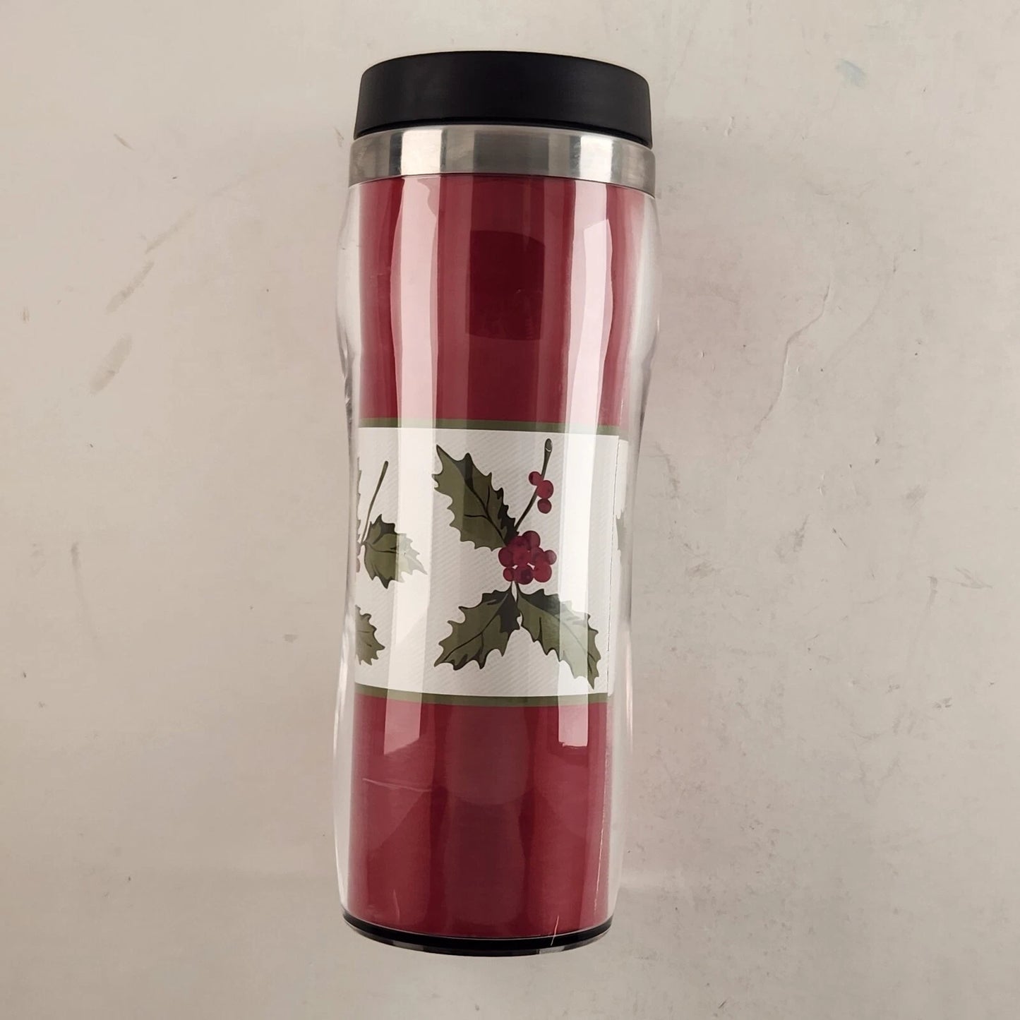 Mistletoe Coffee Tumbler Travel Red White Mug 16 oz Metal Glass w Lid Christmas