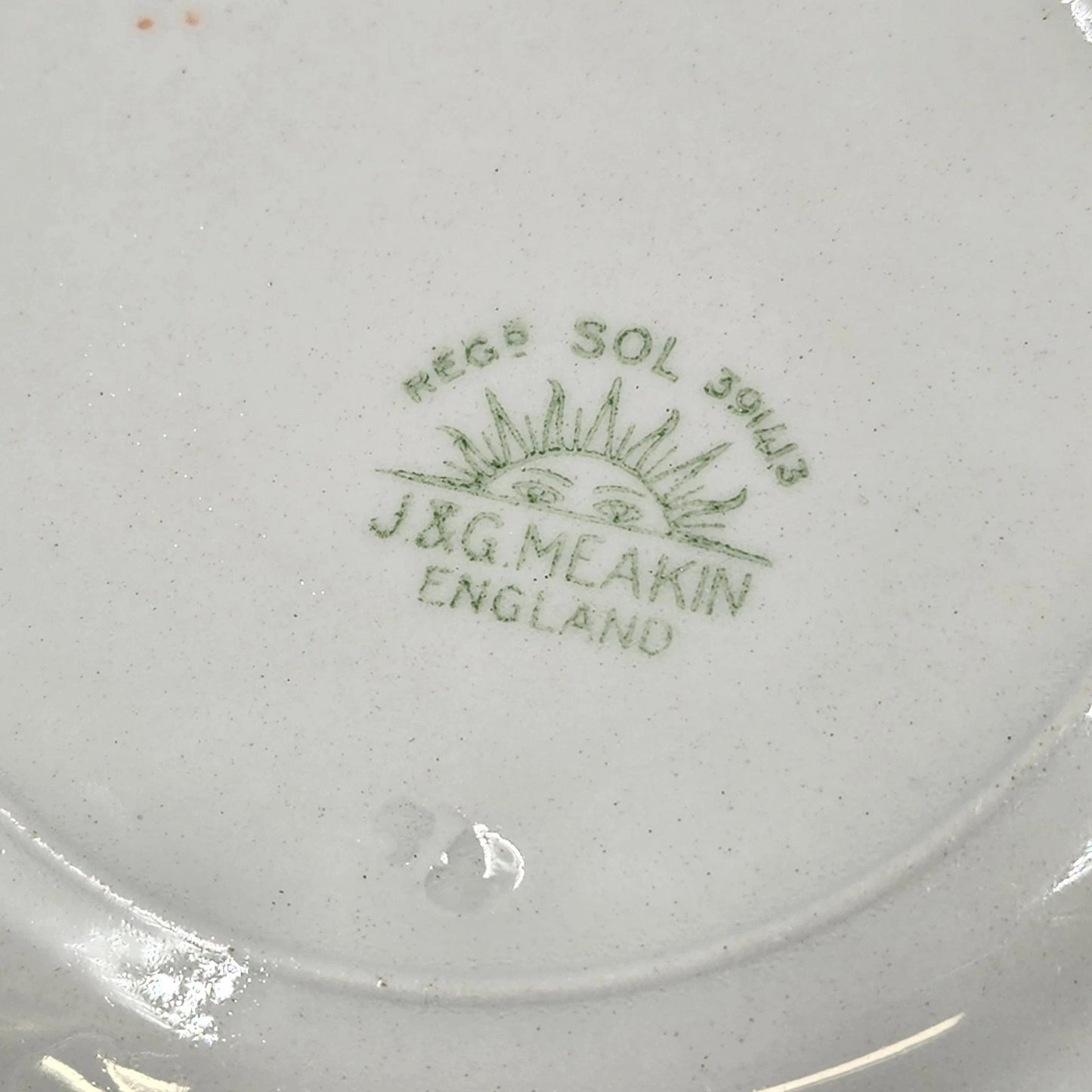 6 Nebraska Blue Bread & Butter Plates England Blue Rim Flower Accent J&G Meakin