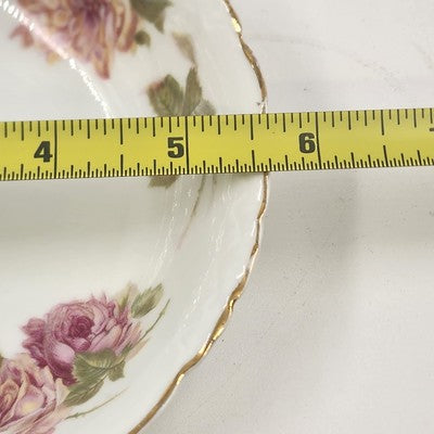 Rosenthal RC Monbijou Fruit Bowl Bavaria Pink Roses Gold Scalloped Edge