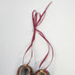 Pair Miniature Christmas Cloisonne Style Shoe Ornaments Red Floral Gold 4" Vtg