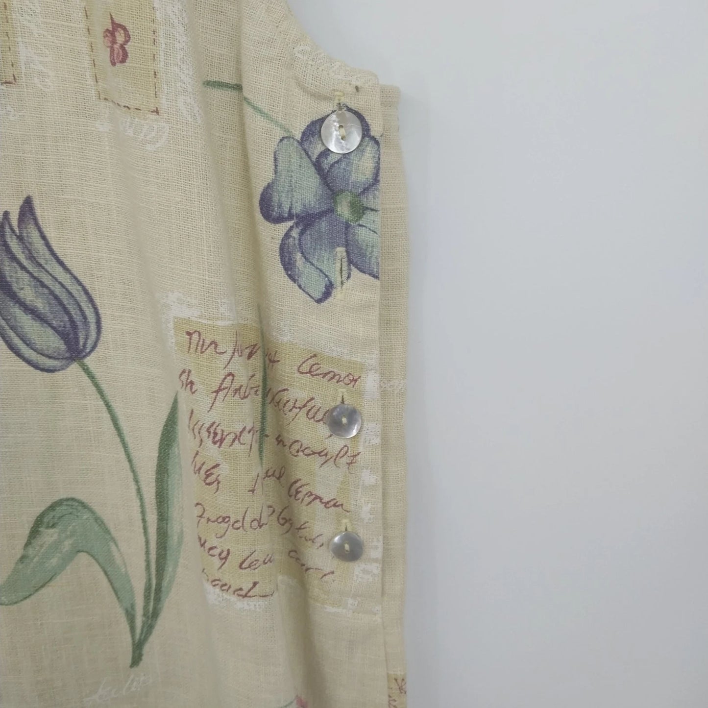 Sweet Jessie Linen Maxi Dress Large Yellow Floral Botanical Sleeveless Petite