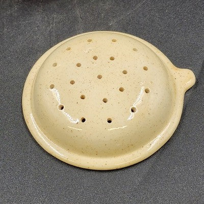 Ceramic Grease Drippings Jar w Lid Strainer Mushroom Homemade Pottery 1981 Vtg