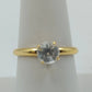 Gold Tone Solitaire Ring Faceted Round Clear Stone Women's 8.5 Fashion Jewelry