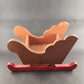 Christmas Wooden Decorative Sleigh 13.5" Light Brown w Red Runners Rustic Decor