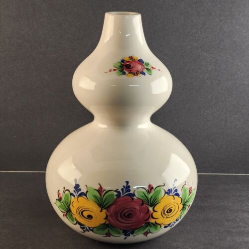 Vestal Alcobach Portugal Jug Vase Flowers Pot Belly Hand Painted Ceramic Pottery