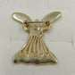 Gold Tone Open Work White Enamel Angel with Rhinestones Brooch Lapel Pin 1.5"