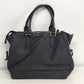 Massini Black Faux Leather Tote Handbag 16in Gold Tone Zipper