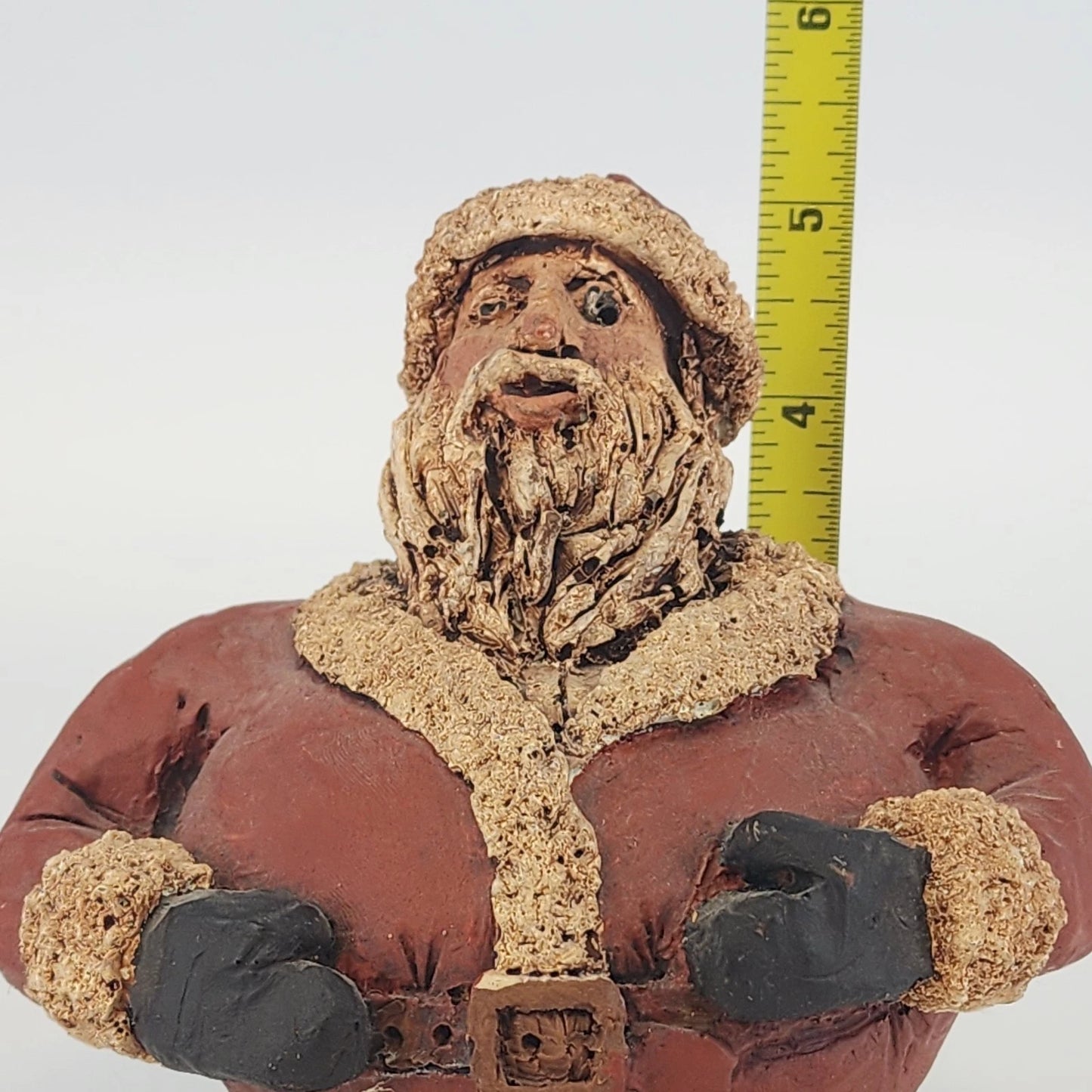 Studio Pottery Santa Claus Figurine Hand Sculpted Round Distressed Christmas 5"