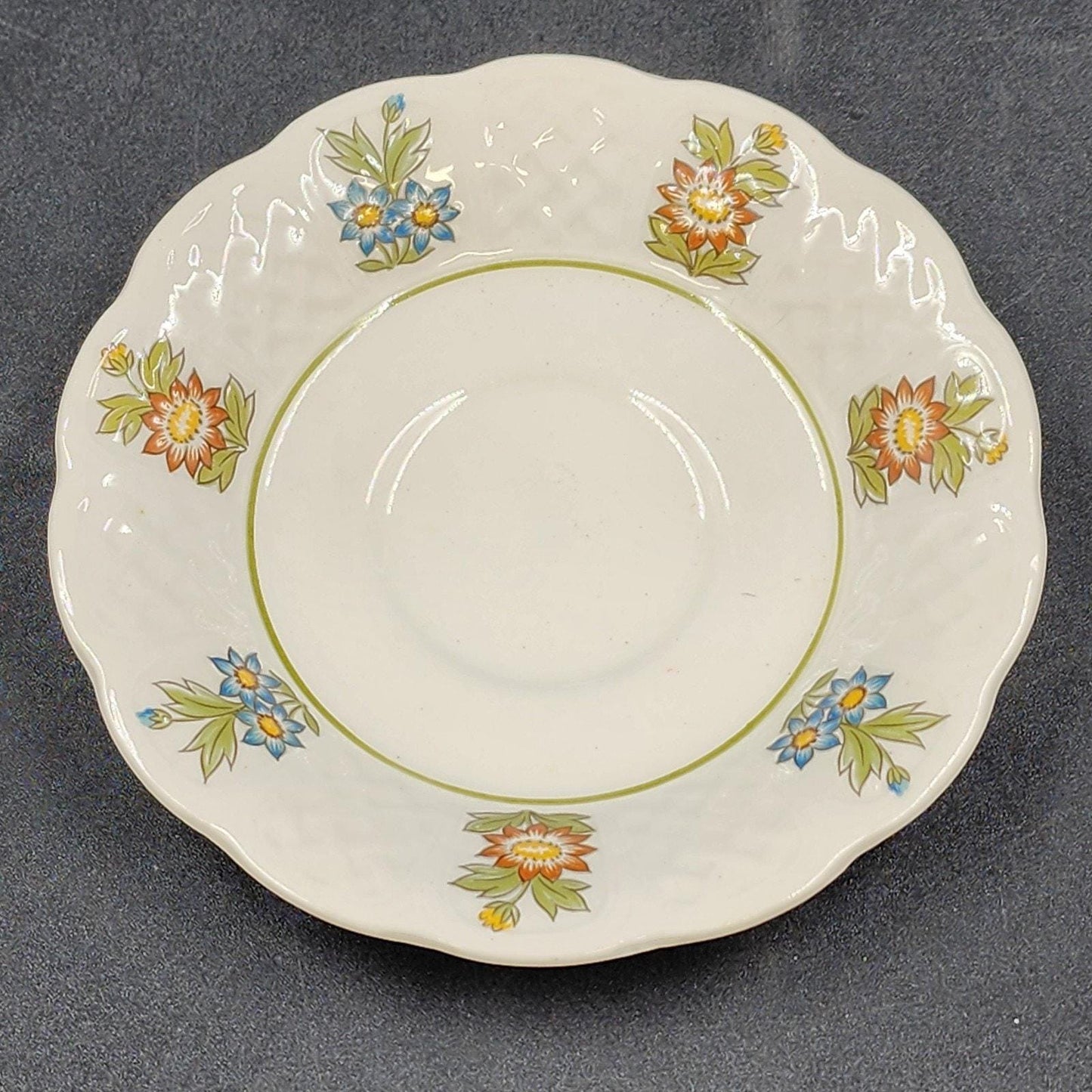 Royal Doulton June Garden Cup & Saucer Fine China Floral Crazing England Vtg