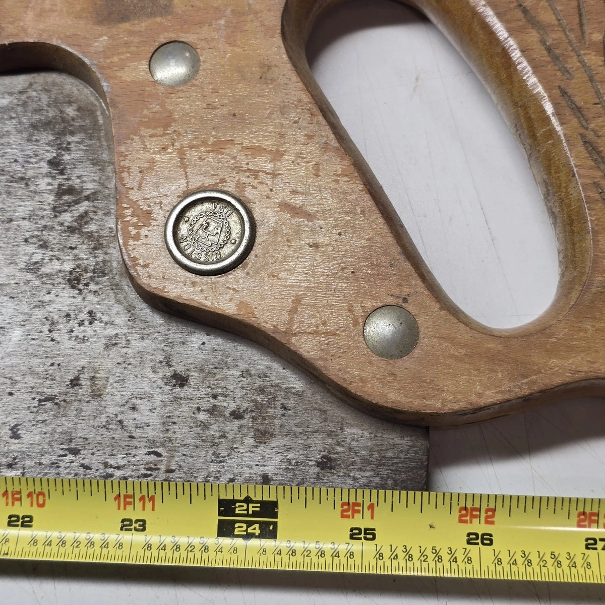 Disston No 1 Rancher 25.5" Crosscut Hand Saw Wood Handle USA Vintage