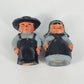 Amish Couple Salt & Pepper Shakers Cast Metal Figural Cork Stopper Country Farm