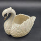 Swan Planter White Iridescent Glazing Black Eyes Gold Beak MCM Vintage 8"h