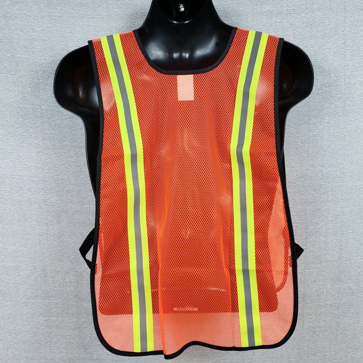 High Visibility Orange Mesh Safety Vest Vertical Reflective Strip Fits Most New