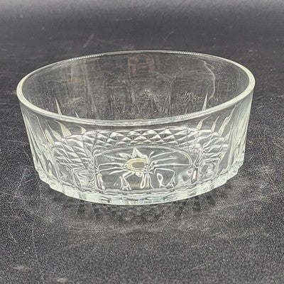 Arcoroc France Salad Serving Bowl Diamond Cut Crystal Clear Glass 5" Vintage