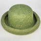 Green Natural Straw Sun Hat Women Rolled Brim Braided Round Crown Summer Garden