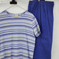 Sonoma Life Style 2 Pc Set Women's L Striped Top Blue Pants Cotton Loungewear