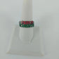 Merry Christmas Enamel Ring Red Green Silver Tone Band Size 9 Vintage Holiday