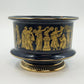 Florentine Italy Footed Pottery Bowl Cobalt Blue Gold Classical 4" Tall x 5.25"d