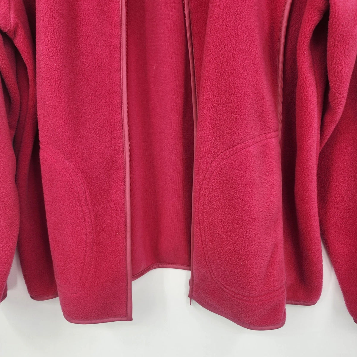 Koret Women's Large Red Fleece Jacket Full Zip Pockets Polyester Macau Vintage