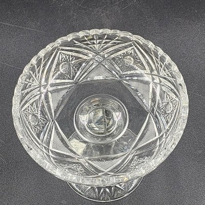 American Brilliant Hand Cut Glass Lead Crystal Pedestal Compote Candy Dish 5.25"