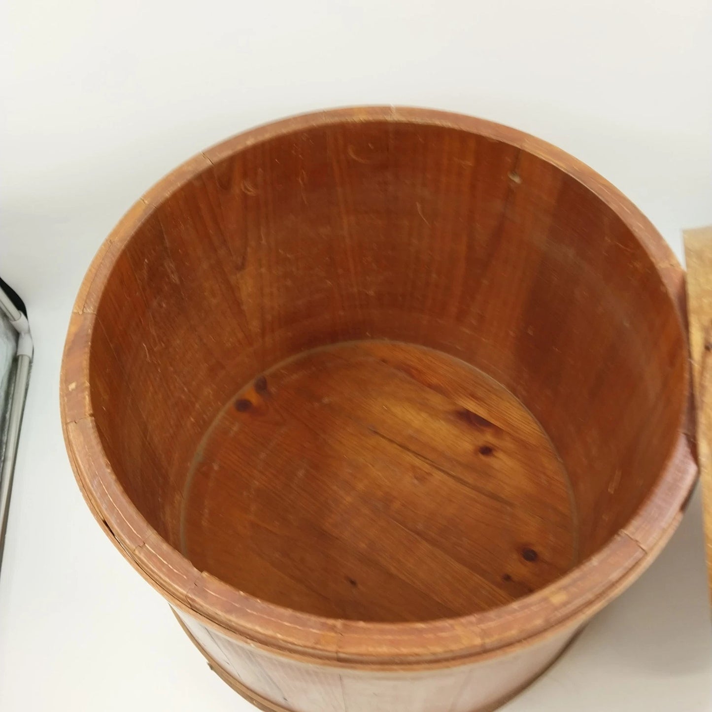 Shaker Firkin Primitive Wooden Sugar Pail Bucket Pantry Box No Handle 15" x 14"