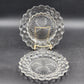 2 Fostoria American Clear Dinner Plates 9.5" Cubist Design Pressed Glass Vintage