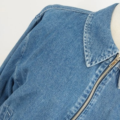 Explore Blue Cotton Denim Zip Jacket Size XL Long Sleeves Pocket on Left Sleeve