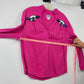 Wrangler Women’s Medium Pink Western Blouse Button Front Applique 90s Cowgirl Rodeo Shirt