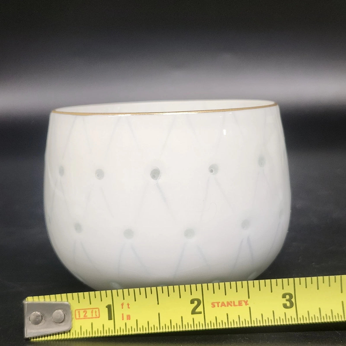 Japanese Hotarude Firefly Porcelain Tea Cups Set 5 Blue White Gold Rim Vintage