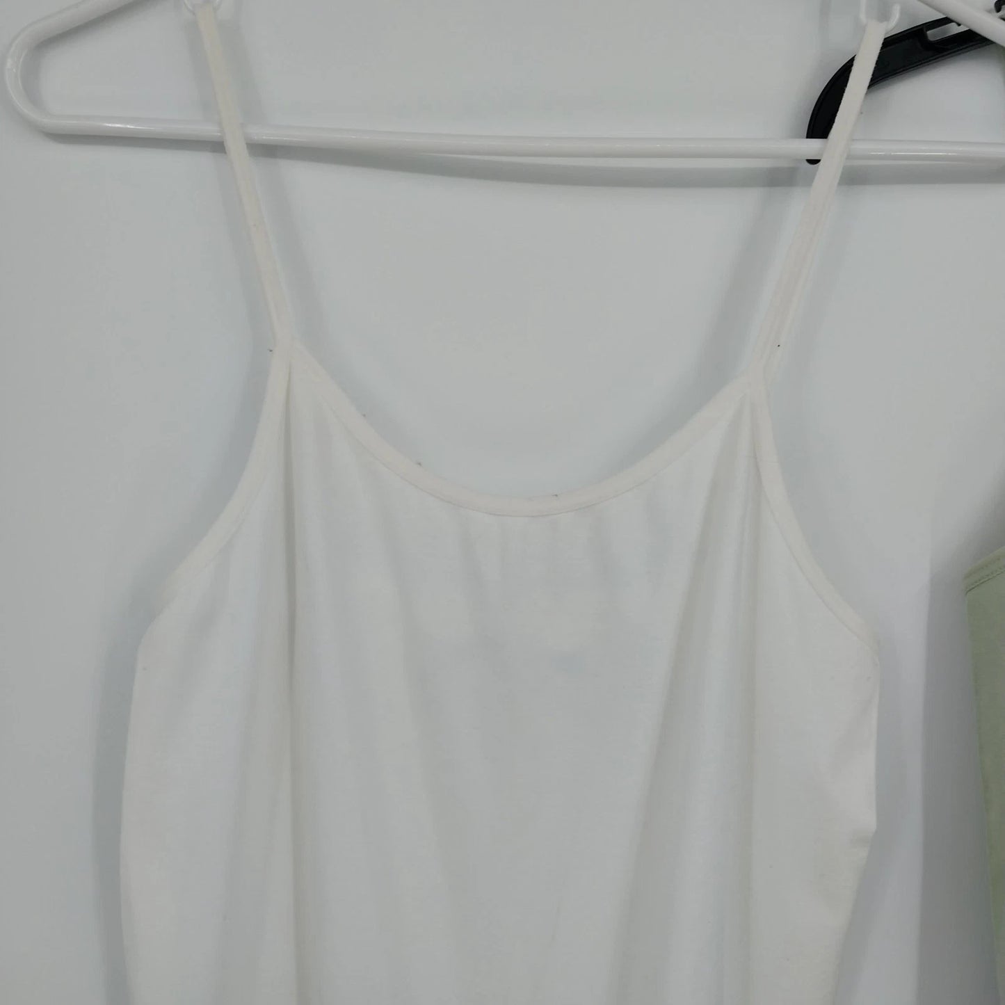 Poof Camisole Tank Top Lot 2 Spaghetti Strap Size L /XL White Sage Green China