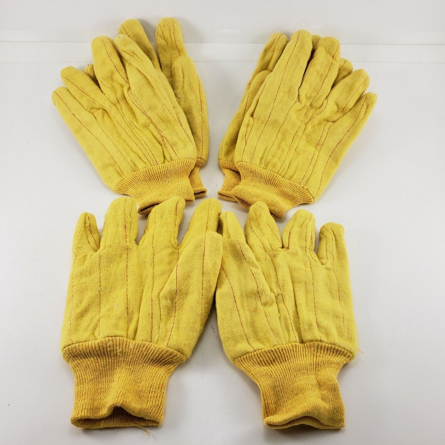 3 Men’s Large Yellow Work Gloves Clute Cut Knit Wrist Fleece Lined