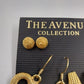 3 Pairs Gold Tone Earrings Heart Round Oval Pierced The Avenue Collection