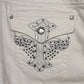 Earl Jean White Rhinestone Straight Leg Cuffed Denim Jeans 10