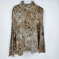 Studio Works Cheetah Print Turtleneck Sweater Women's Large Cotton Long Sleeve