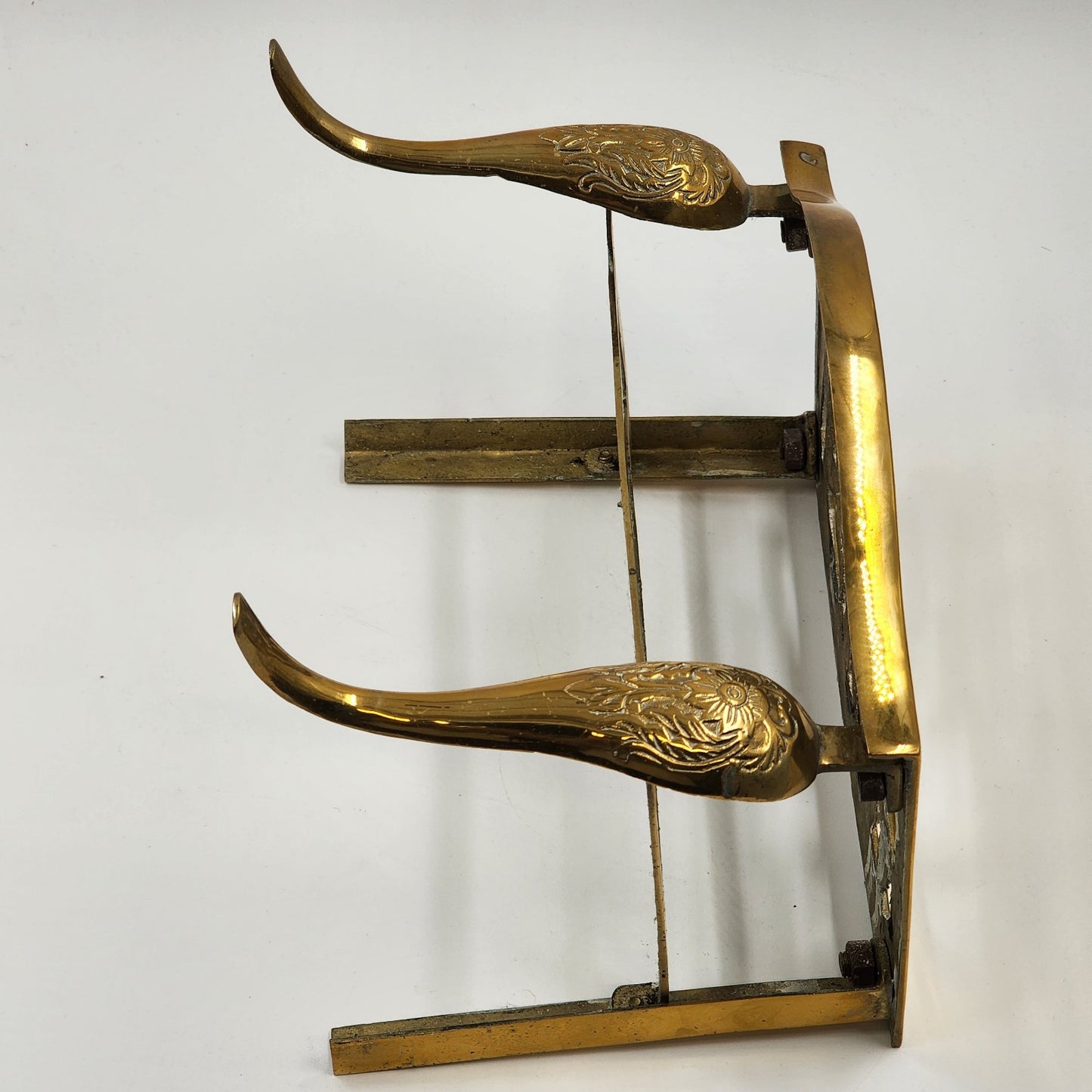 Brass Metal Gold Finish Footrest Fireplace Footman Stool Trivet Pot Warmer Stand