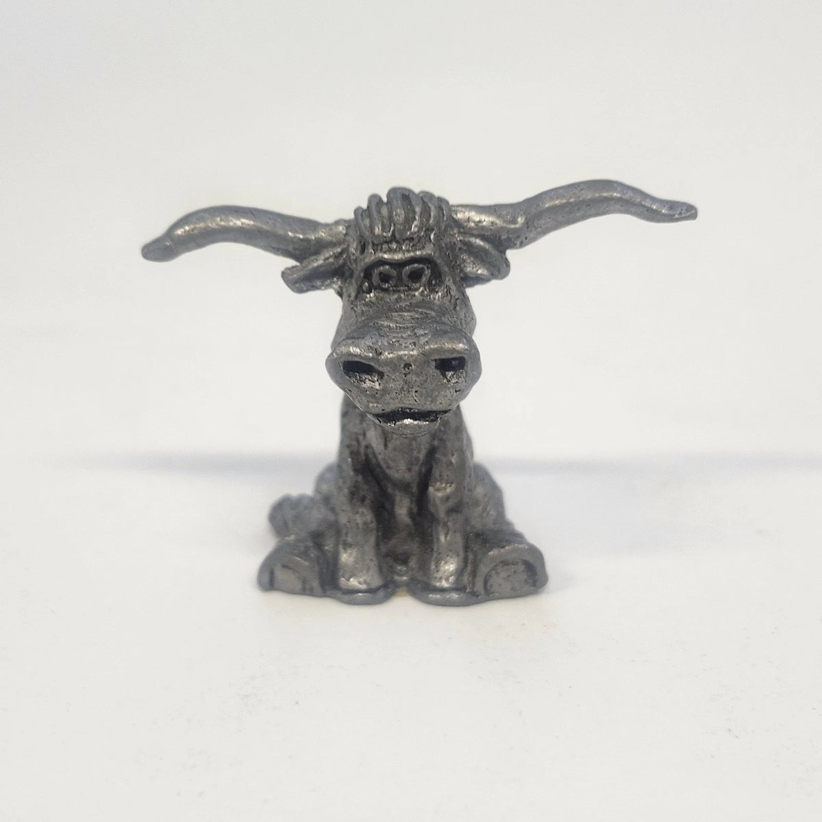 Godinger Pewter Longhorn Bull/Cow Figurine 1.5" Western Cowboy Animal Vintage