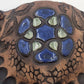 Studio Art Pottery Wall Pocket Vase Blue Green Glaze Leather Hanger 8.5"