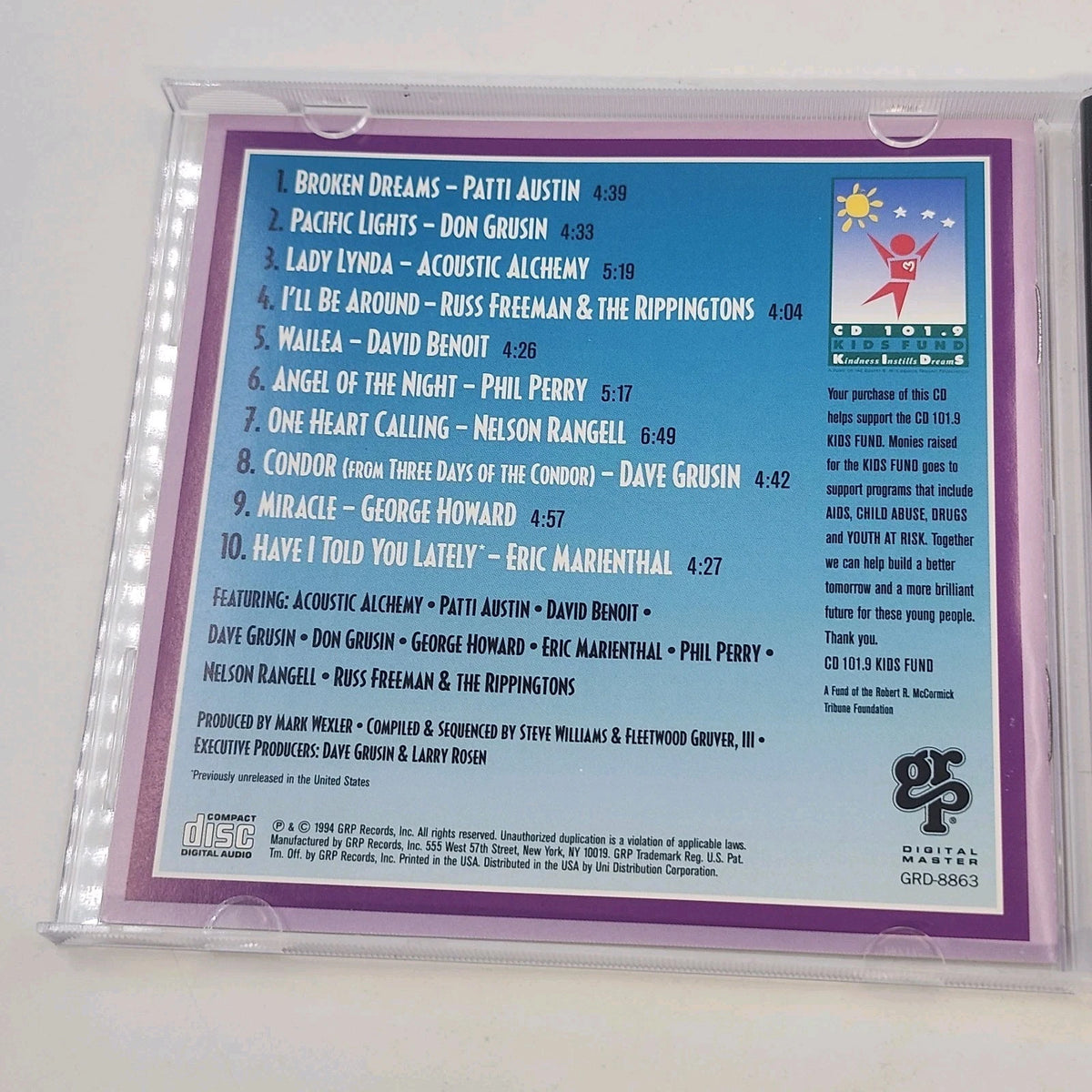 GRP Today's Cool Jazz CD 101.9 Volume 6 GRD-8863 Smooth Jazz Fusion 1994 Vtg
