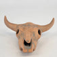 Handcrafted Ceramic Steer Skull 4" Orange Blue Glaze Bull Horns Folk Figurine