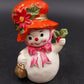 Snow Woman Ceramic with Hat Napcoware X-8828 Holly Christmas Japan Figurine 1960