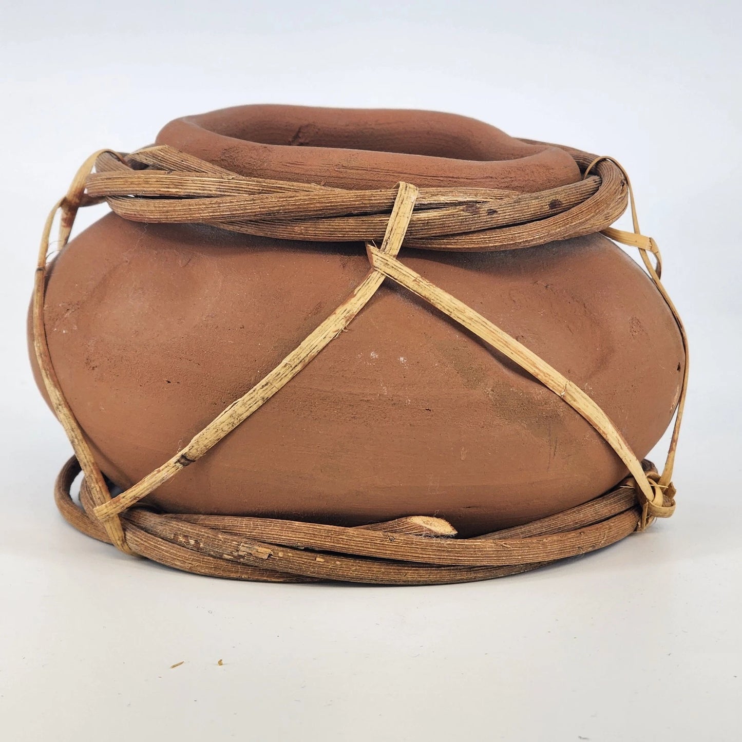 Orange Clay Pot Jug Pottery Vessel Folk Art Native American Style Terracotta Vtg