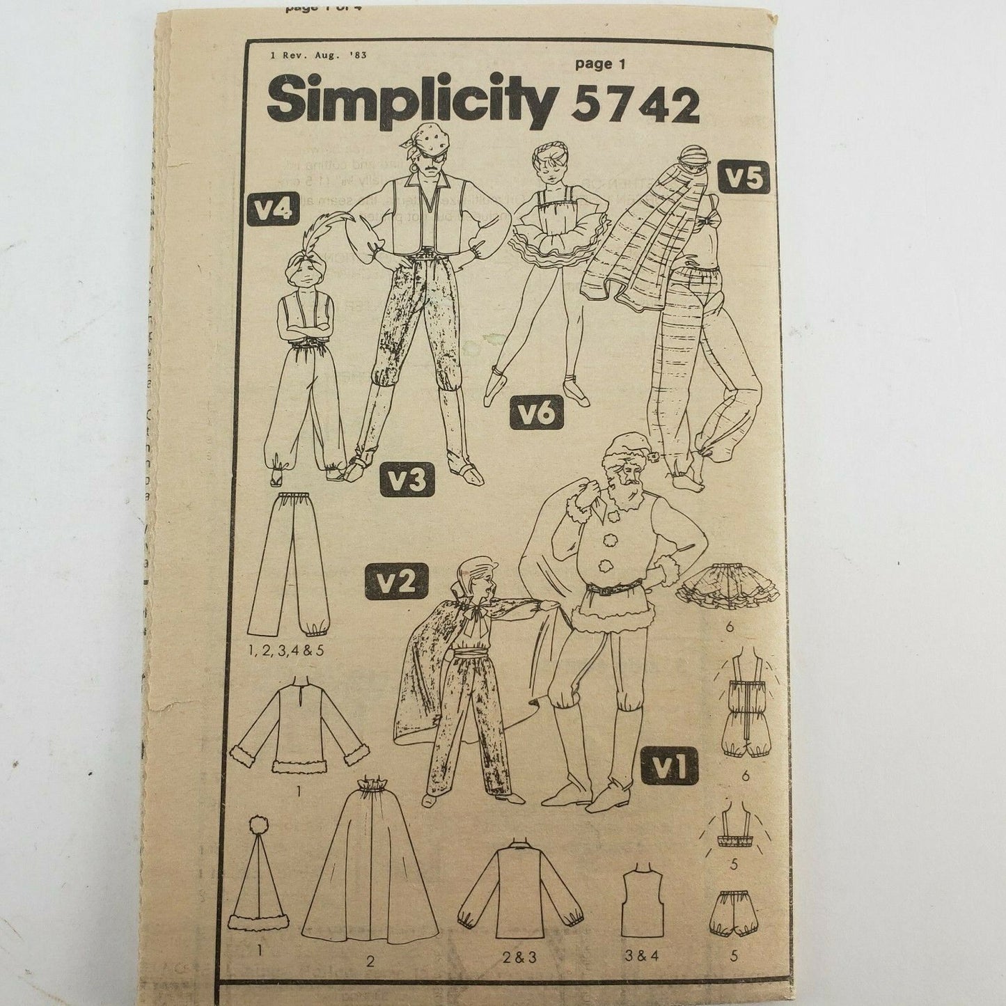 Simplicity 5742 – Halloween Costumes – Toddler Boys & Girls Sizes 2–4 – 1982 – Factory Folded